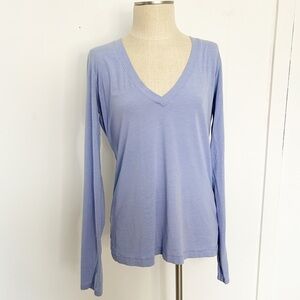 Lululemon Blue Striped‎ V Neck Long Sleeve 8